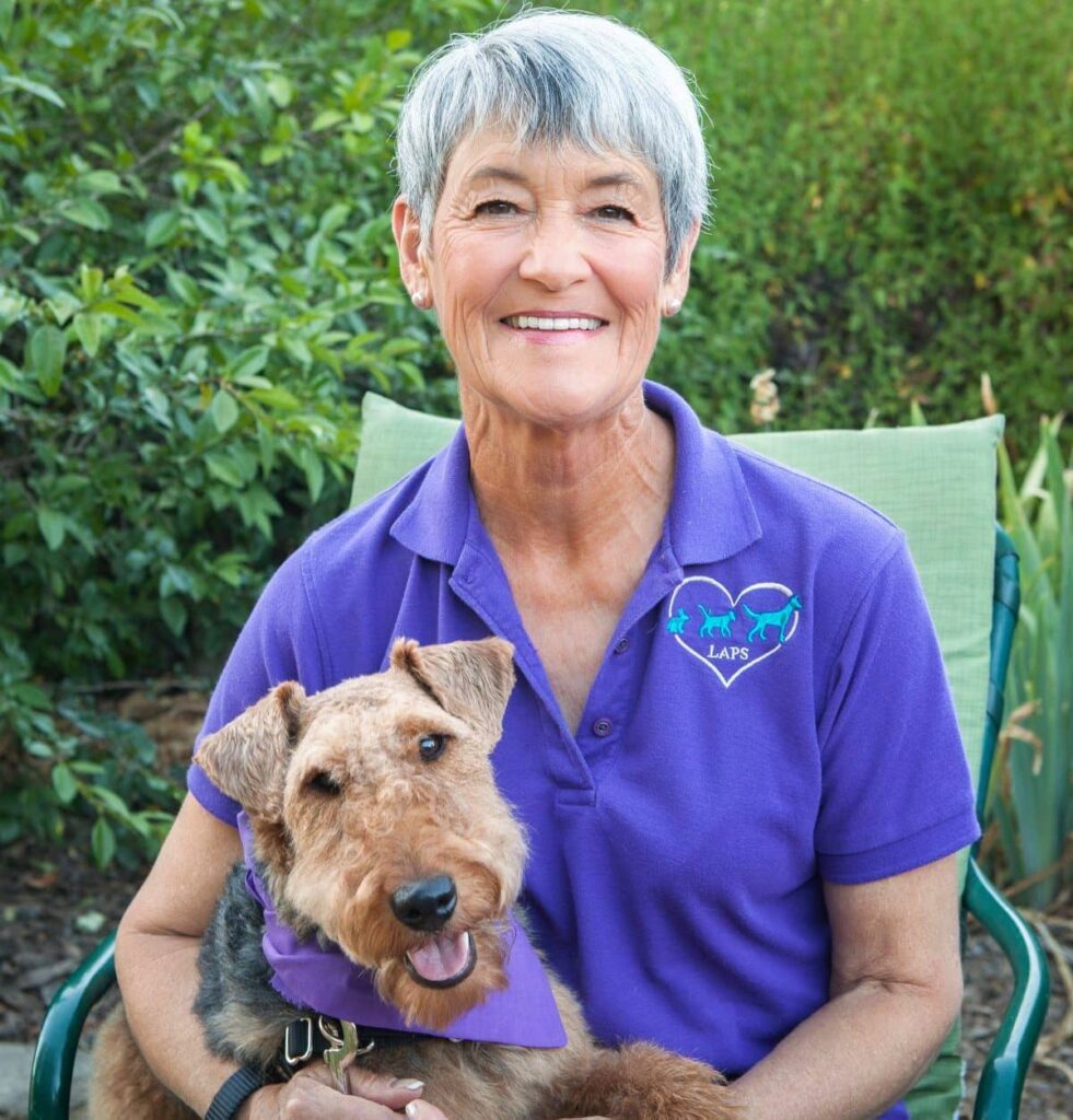 Former LAPS president Judi Kannon and her Welsh Terrier, Lew